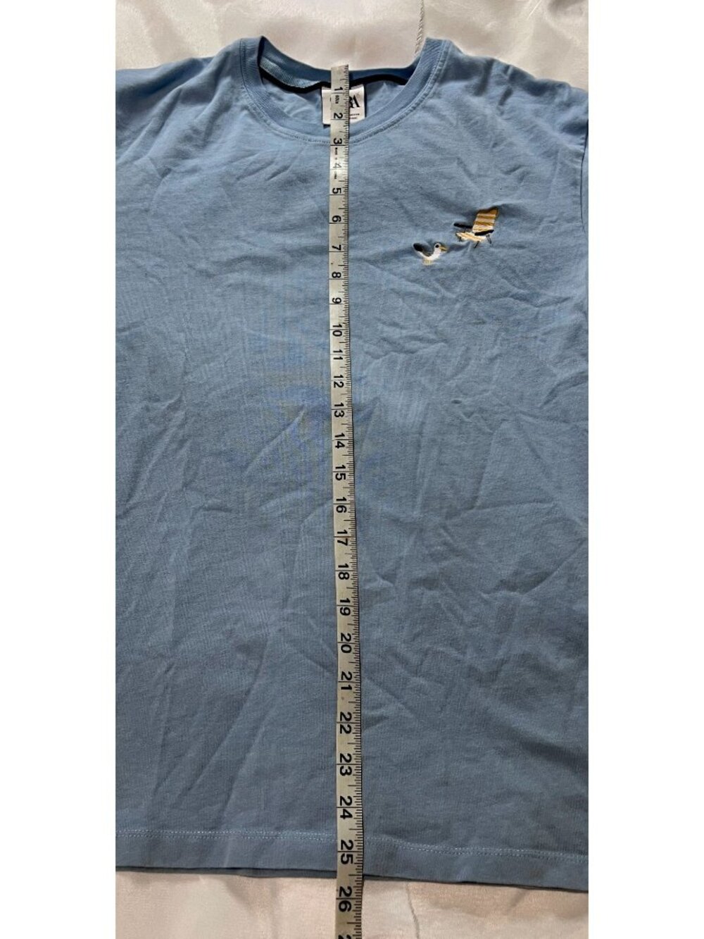 Zara Blue Tee Shirt Dominguero Mood Seagull Beach Chair Embroidery Size M - Picture 6 of 7